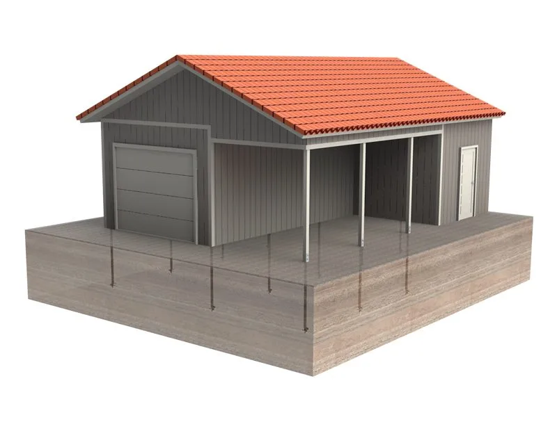 Autotallin perustus ruuvipaaluilla